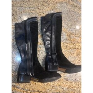 Donald Pliner Nima Black Leather Suede Knee High Boots Women's Size‎ 7